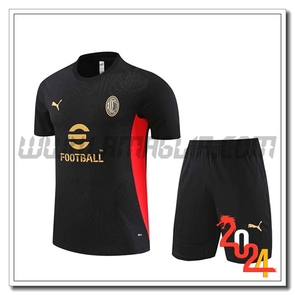 Kit Maglia Allenamento AC Milan Nero/Rosso 2024 2025