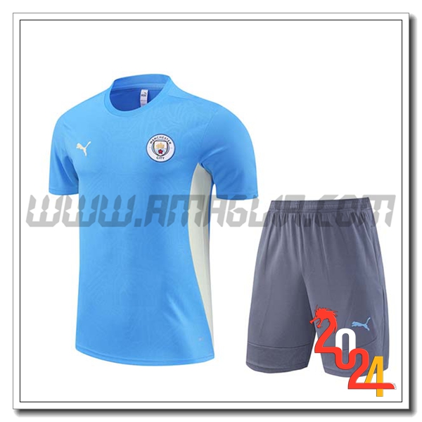 Kit Maglia Allenamento Manchester City Blu/Bianco 2024 2025