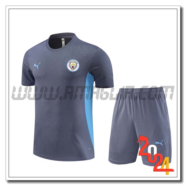 Kit Maglia Allenamento Manchester City Grigio/Blu 2024 2025