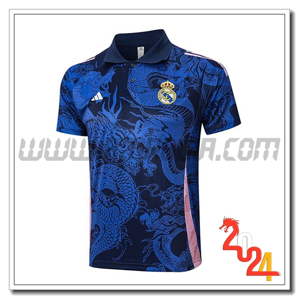 Maglia Polo Real Madrid Blu/Rosa 2024 2025