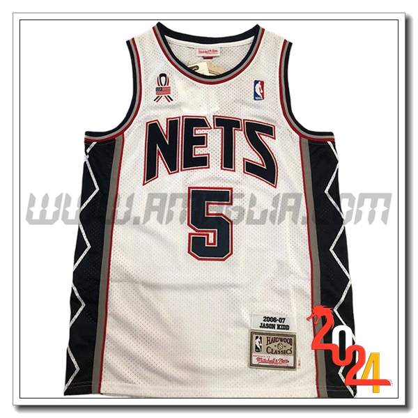 Maglia Brooklyn Nets (KIDD #5) 2024/25 Bianco/Nero/Rosso