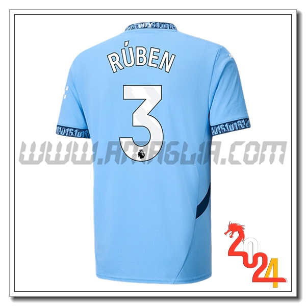 Prima Maglia Calcio Manchester City RÚBEN #3 2024 2025