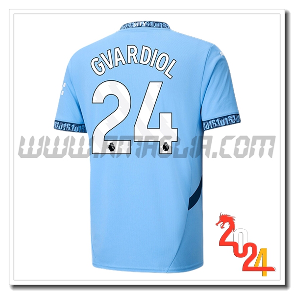 Prima Maglia Calcio Manchester City GVARDIOL #24 2024 2025