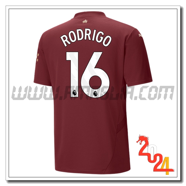 Terzo Maglia Calcio Manchester City RODRIGO #16 2024 2025
