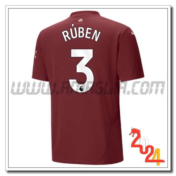 Terzo Maglia Calcio Manchester City RÚBEN #3 2024 2025
