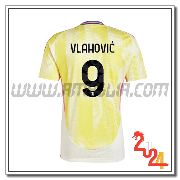 Seconda Maglia Calcio Juventus VLAHOVIC #9 2024 2025
