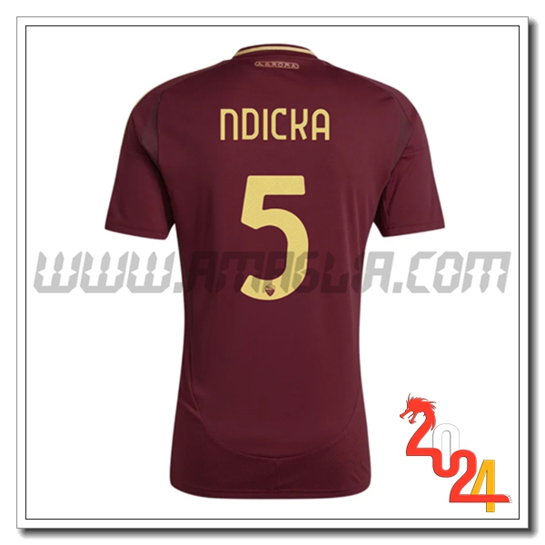 Prima Maglia Calcio AS Roma NDICKA #5 2024 2025