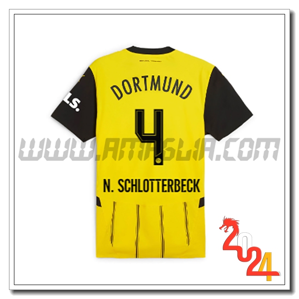 Prima Maglia Calcio Dortmund BVB N.SCHLOTTERBECK #4 2024 2025