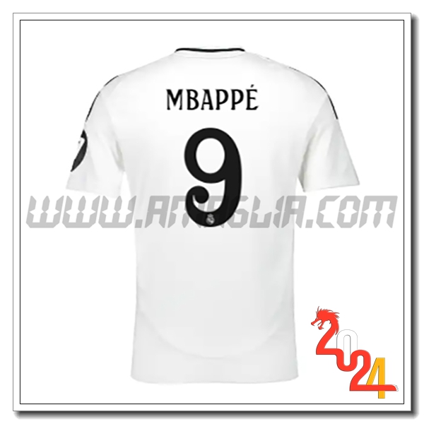 Prima Maglia Calcio Real Madrid Mbappé #9 2024 2025
