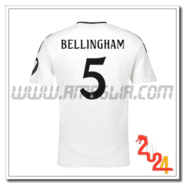 Prima Maglia Calcio Real Madrid BELLINGHAM #5 2024 2025