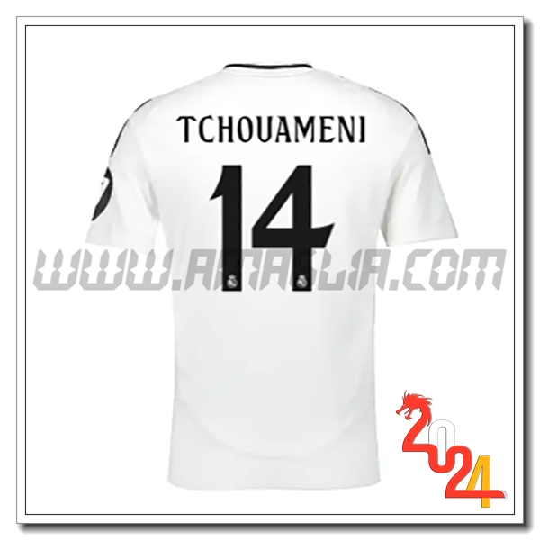 Prima Maglia Calcio Real Madrid TCHOUAMÉNI #14 2024 2025