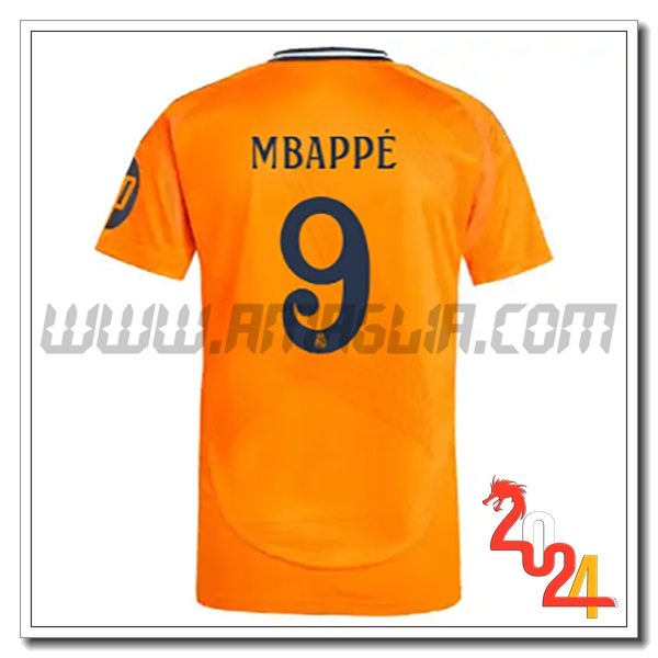 Seconda Maglia Calcio Real Madrid Mbappé #9 2024 2025