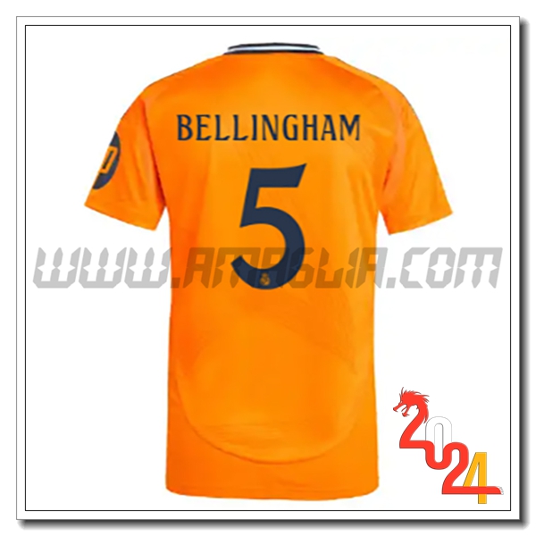 Seconda Maglia Calcio Real Madrid BELLINGHAM #5 2024 2025