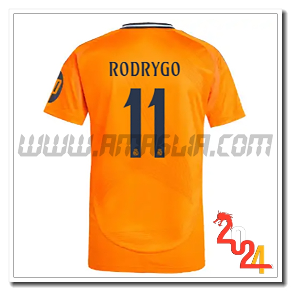 Seconda Maglia Calcio Real Madrid RODRYGO #11 2024 2025