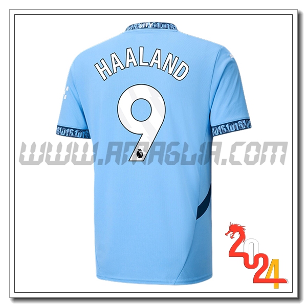 Prima Maglia Calcio Manchester City HAALAND #9 2024 2025