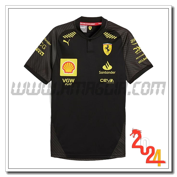 Maglietta F1 Scuderia Ferrari Team Nero/Giallo 2024