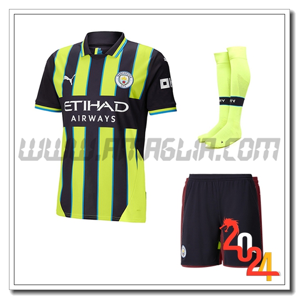 Kit Maglia Manchester City Seconda (Pantaloncini + Calzini) 2024 2025