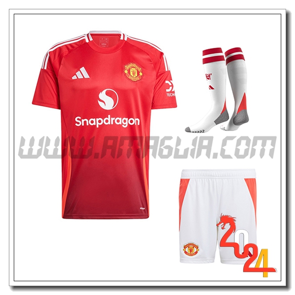 Kit Maglia Manchester United Prima (Pantaloncini + Calzini) 2024 2025