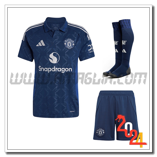 Kit Maglia Manchester United Seconda (Pantaloncini + Calzini) 2024 2025