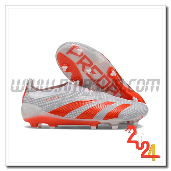 Adidas Scarpe Da Calcio PREDATOR ELITE LACELESS BOOTS FG Grigio/Bianco/Arancia