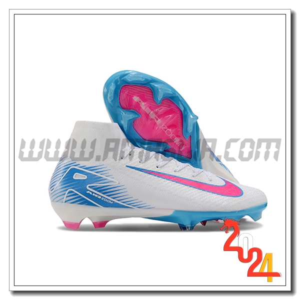 Nike Scarpe Da Calcio Air Zoom Mercurial Superfly IIX Elite FG Bianco/Blu/Rosa -02