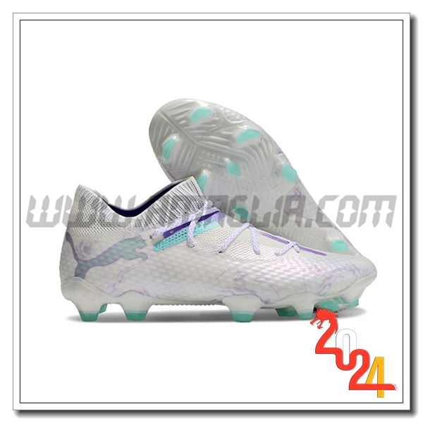 PUMA Scarpe Da Calcio FUTURE 7 ULTIMATE FG/AG Bianco/Verde/viola