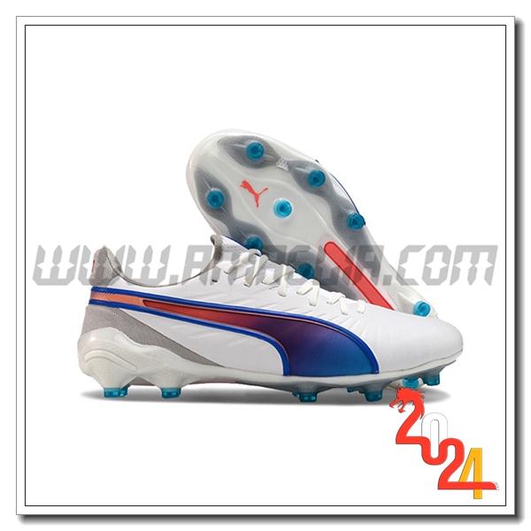PUMA Scarpe Da Calcio KING FG/AG Bianco/Grigio/Arancia/Blu