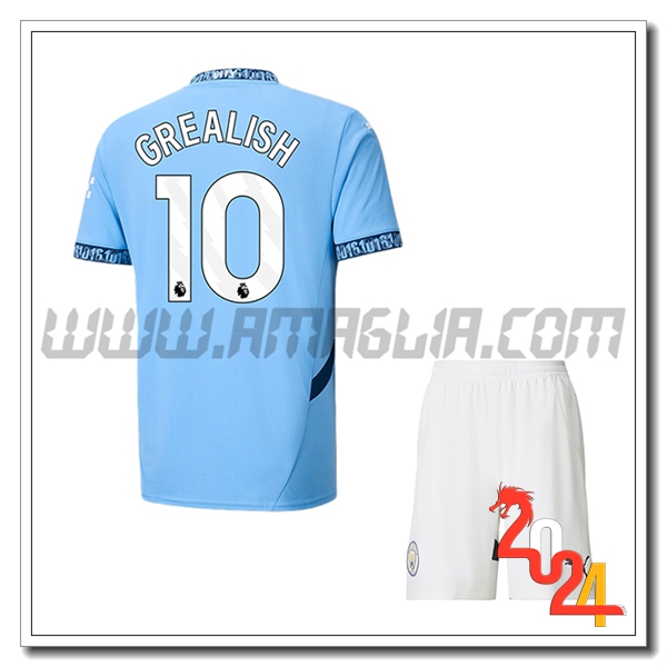 Kit Maglia Manchester City Bambino GREALISH #10 Prima 2024 2025