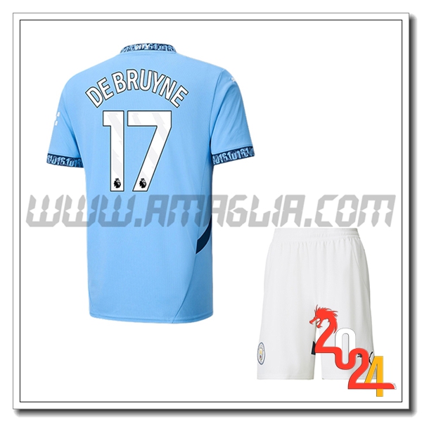 Kit Maglia Manchester City Bambino DE BRUYNE #17 Prima 2024 2025