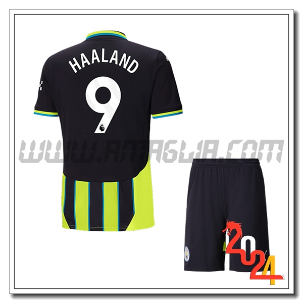 Kit Maglia Manchester City Bambino HAALAND #9 Seconda 2024 2025