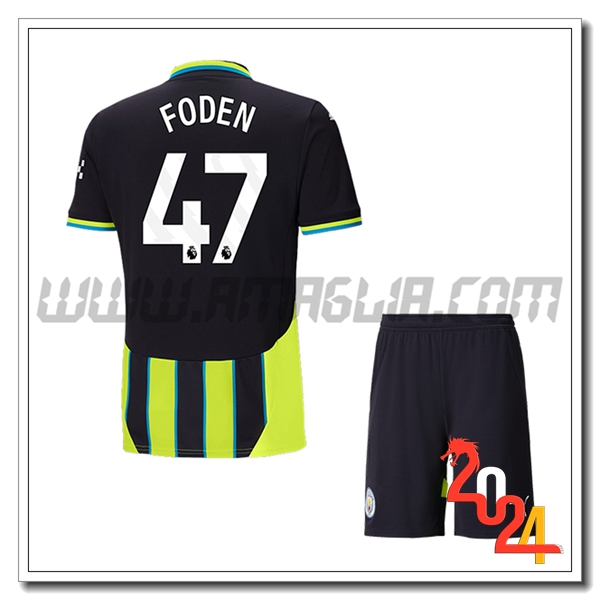 Kit Maglia Manchester City Bambino FODEN #47 Seconda 2024 2025