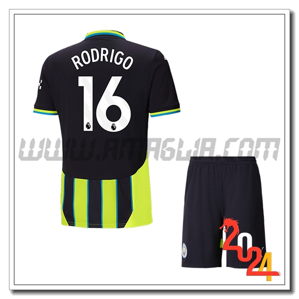 Kit Maglia Manchester City Bambino RODRIGO #16 Seconda 2024 2025