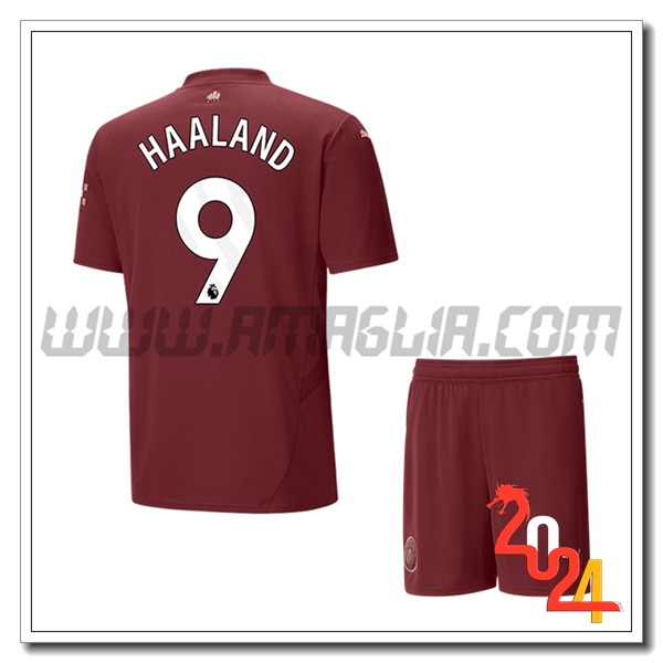 Kit Maglia Manchester City Bambino HAALAND #9 Terzo 2024 2025