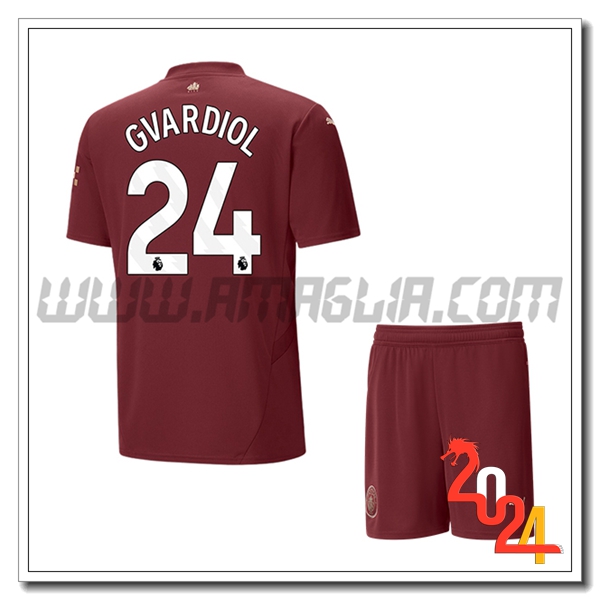 Kit Maglia Manchester City Bambino GVARDIOL #24 Terzo 2024 2025