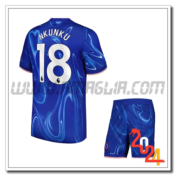 Kit Maglia FC Chelsea Bambino NKUNKU #18 Prima 2024 2025
