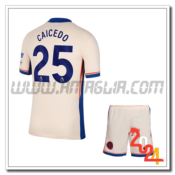 Kit Maglia FC Chelsea Bambino CAICEDO #25 Seconda 2024 2025
