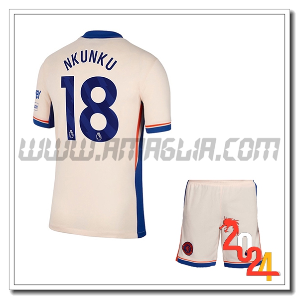 Kit Maglia FC Chelsea Bambino NKUNKU #18 Seconda 2024 2025