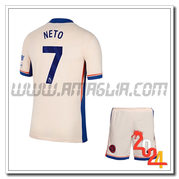 Kit Maglia FC Chelsea Bambino NETO #7 Seconda 2024 2025