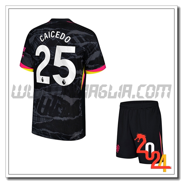 Kit Maglia FC Chelsea Bambino CAICEDO #25 Terzo 2024 2025