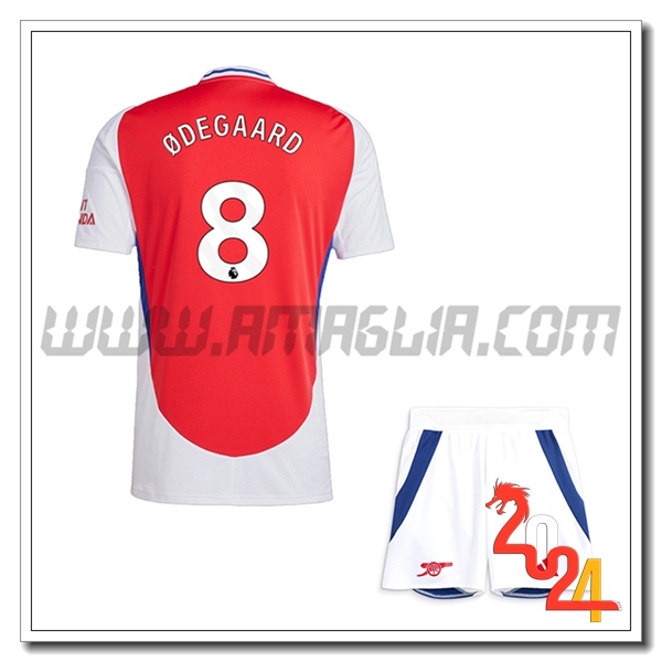 Kit Maglia Arsenal Bambino ØDEGAARD #8 Prima 2024 2025