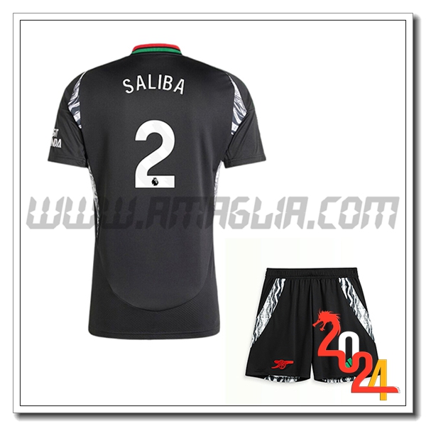 Kit Maglia Arsenal Bambino SALIBA #2 Seconda 2024 2025