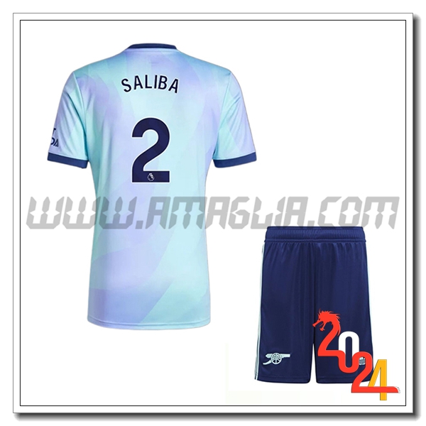 Kit Maglia Arsenal Bambino SALIBA #2 Terzo 2024 2025