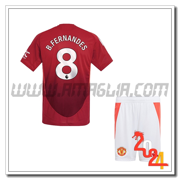 Kit Maglia Manchester United Bambino B.FERNANDES #8 Prima 2024 2025