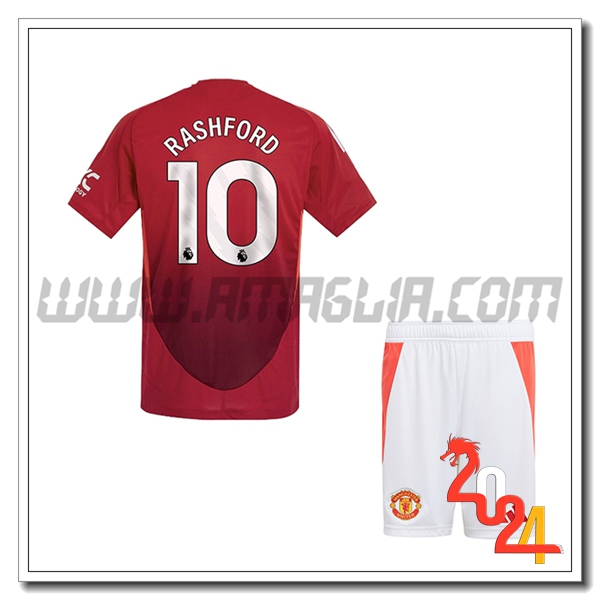 Kit Maglia Manchester United Bambino RASHFORD #10 Prima 2024 2025