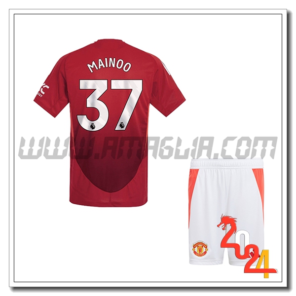 Kit Maglia Manchester United Bambino MAINOO #37 Prima 2024 2025