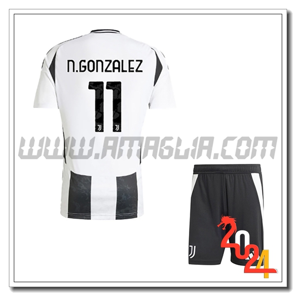Kit Maglia Juventus Bambino N.GONZÁLEZ #11 Prima 2024 2025