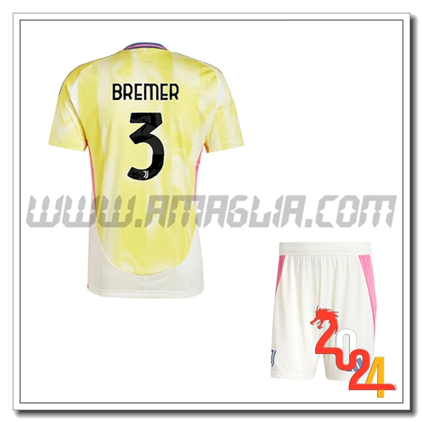 Kit Maglia Juventus Bambino BREMER #3 Seconda 2024 2025