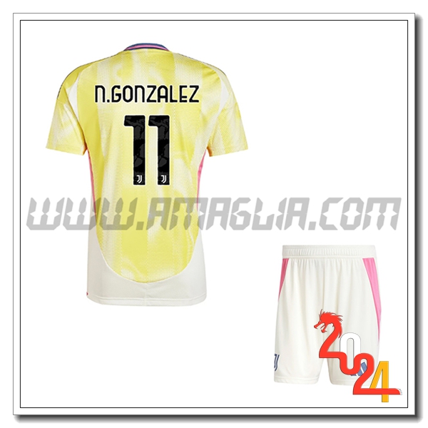 Kit Maglia Juventus Bambino N.GONZÁLEZ #11 Seconda 2024 2025
