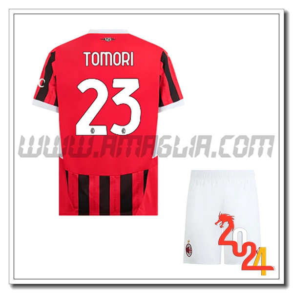 Kit Maglia AC Milan Bambino TOMORI #23 Prima 2024 2025