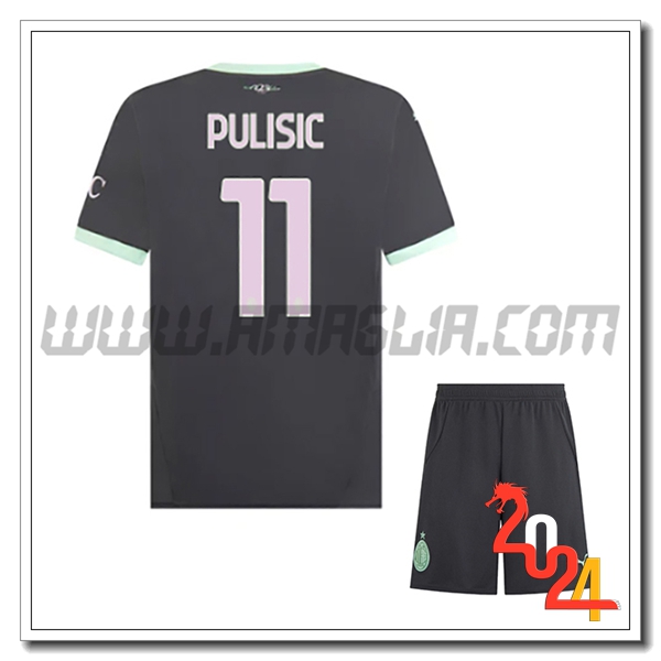 Kit Maglia AC Milan Bambino PULISIC #11 Terzo 2024 2025